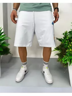 Pantaloni de trening scurti,albi, cu imprimeu Y240 O3-2.1